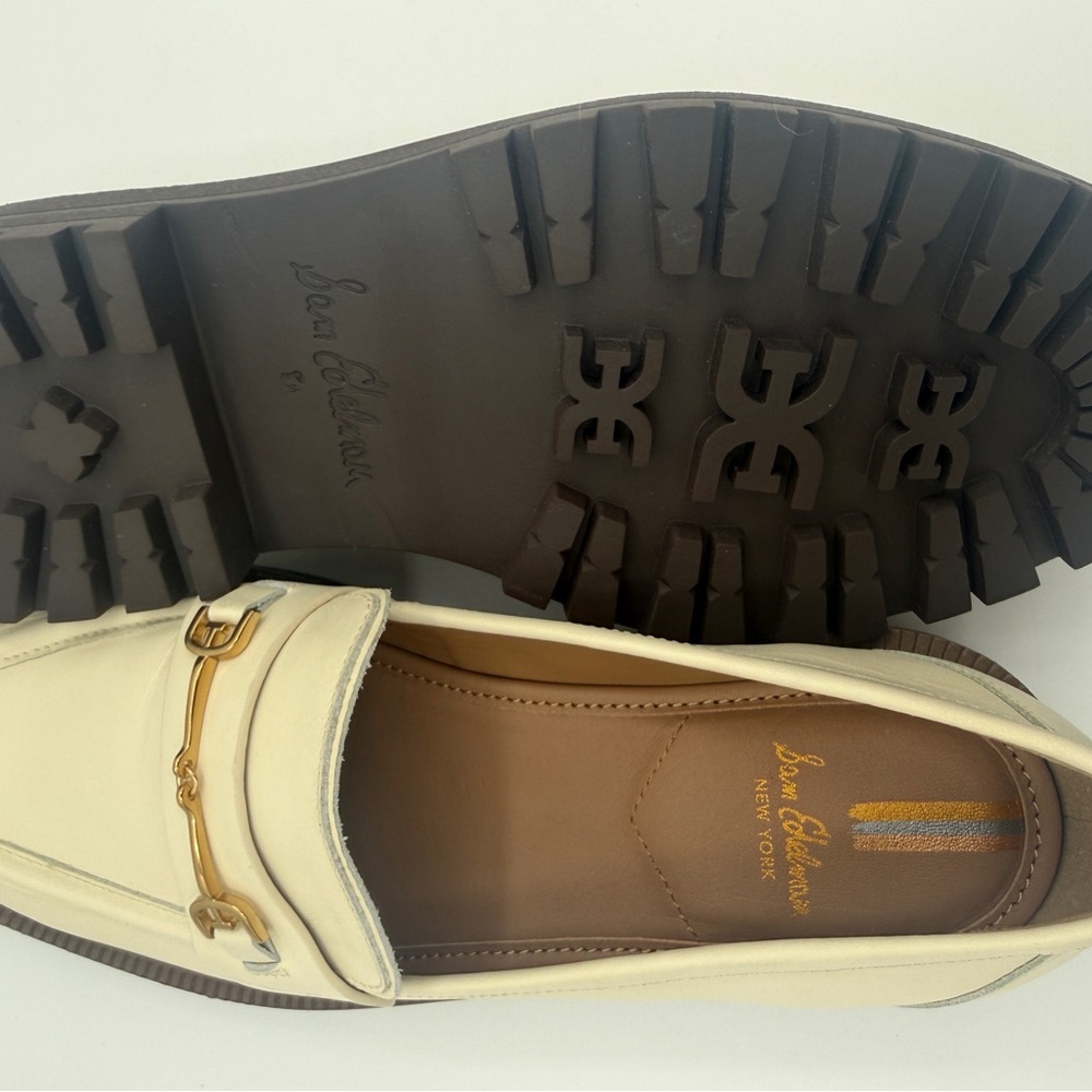 Sam Edelman Shoes Laura Women 8.5 Gold Horse Bit Modern Ivory Classic Loafers - Picture 7 of 10